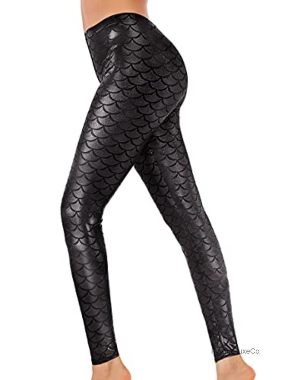 Mermaid Scale Print Leggings High Rise Skinny Fitted Halloween Party Costume
